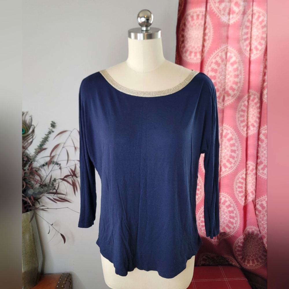 GAP Shirt Navy Blue and Gold Size Small